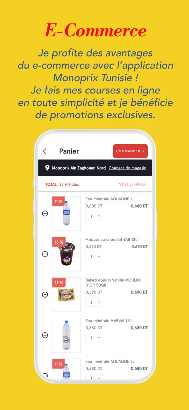 Monoprix Tunisia e-commerce cart