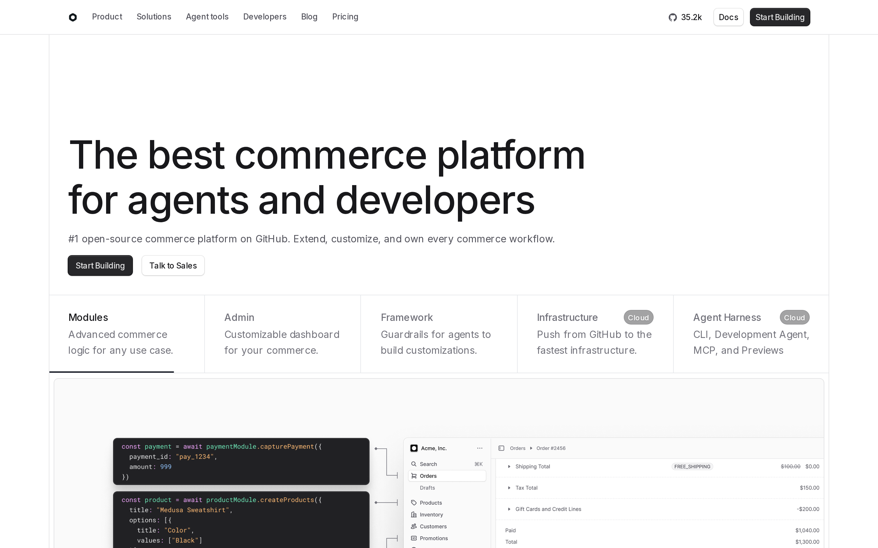 MedusaJS — open-source headless commerce